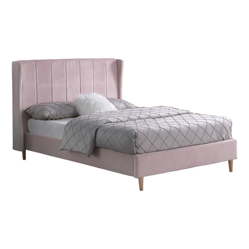 Amelia 5FT Bed - Pink Velvet Fabric